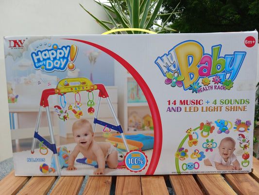 Baby Musical Activity Gym – 14 Music & 4 Sounds with LED Lights, Hanging Toys & Play Mat