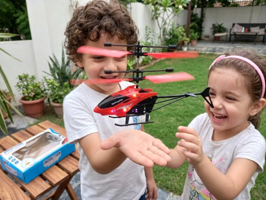 Flying Helicopter Toy with LED Lights & Gyro Rechargeable Remote & Induction Control