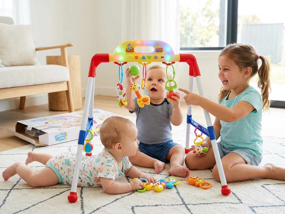 Baby Musical Activity Gym – 14 Music & 4 Sounds with LED Lights, Hanging Toys & Play Mat