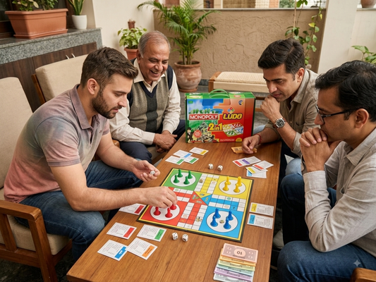 2-in-1 Monopoly and Ludo Classic Family Board Game Set///Premium 2-in-1 Scrabble Original and Ludo Vocabulary & Strategy Board Game