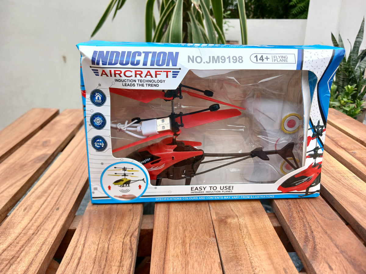 Flying Helicopter Toy with LED Lights & Gyro Rechargeable Remote & Induction Control