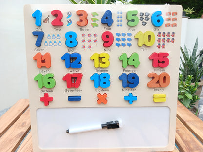 Wooden Animals & Numbers Puzzle Board 2 in 1