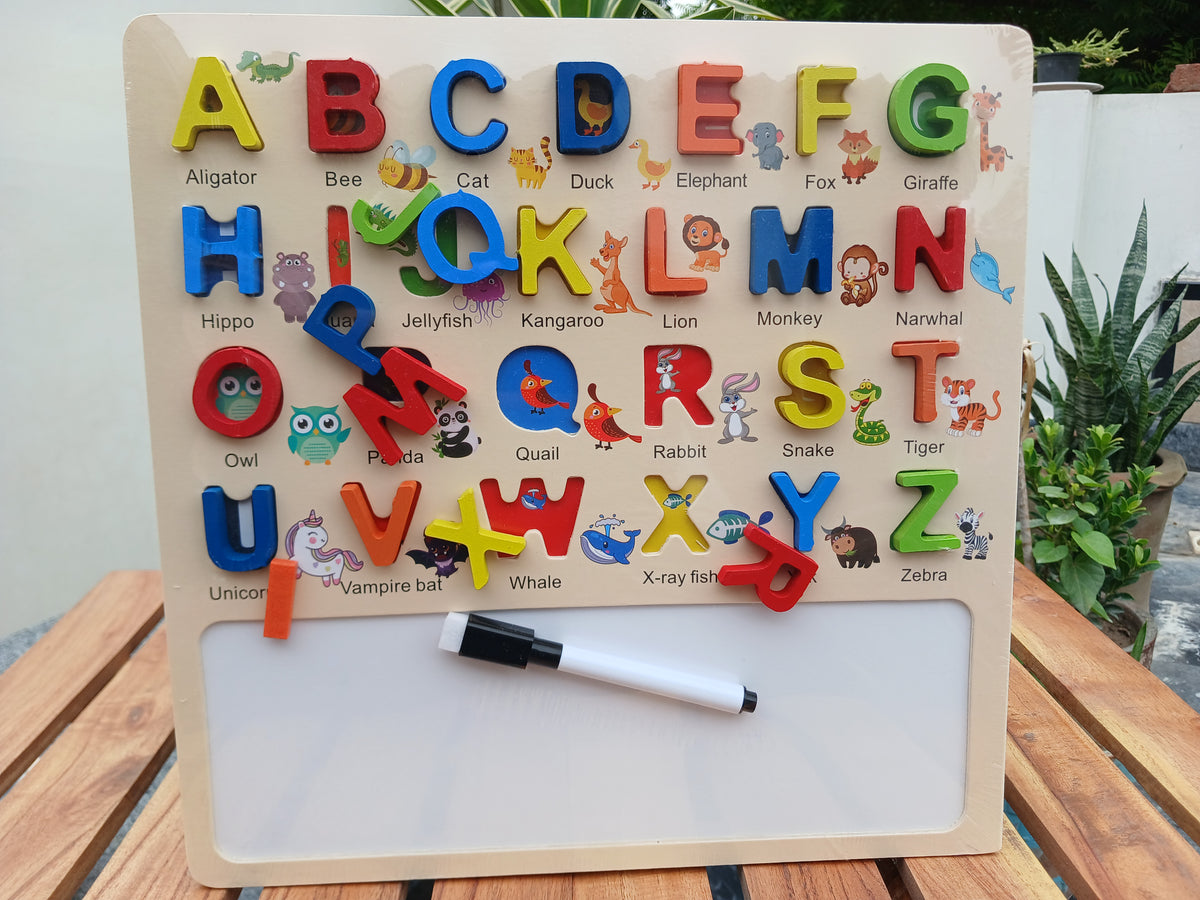 Wooden Animals & Numbers Puzzle Board 2 in 1