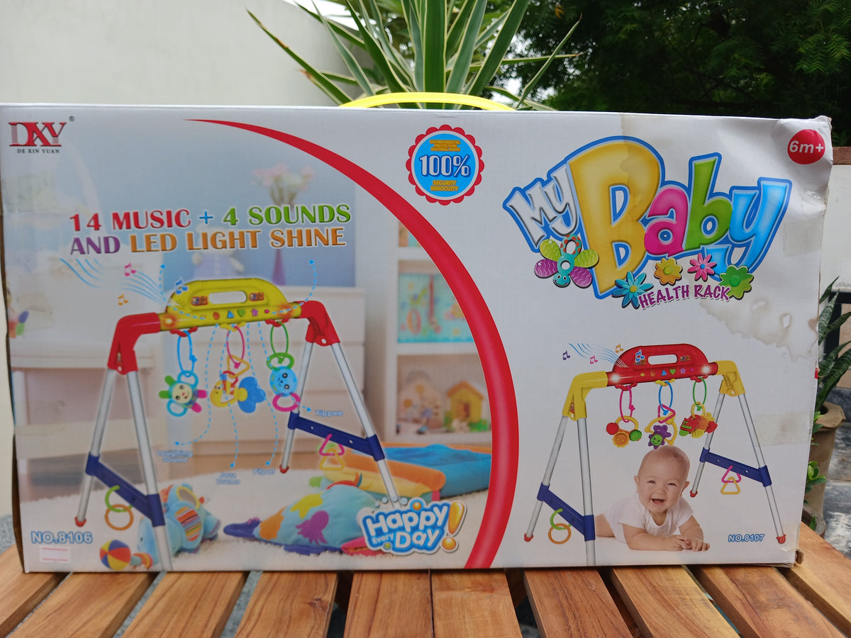 Baby Musical Activity Gym – 14 Music & 4 Sounds with LED Lights, Hanging Toys & Play Mat