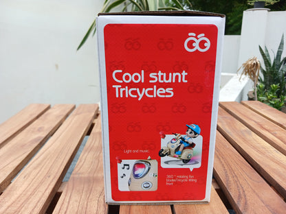 Cool Stunt Tricycle Ride-On Toy – 360° Rotating Musical & Light-Up Stunt Bike for Kids