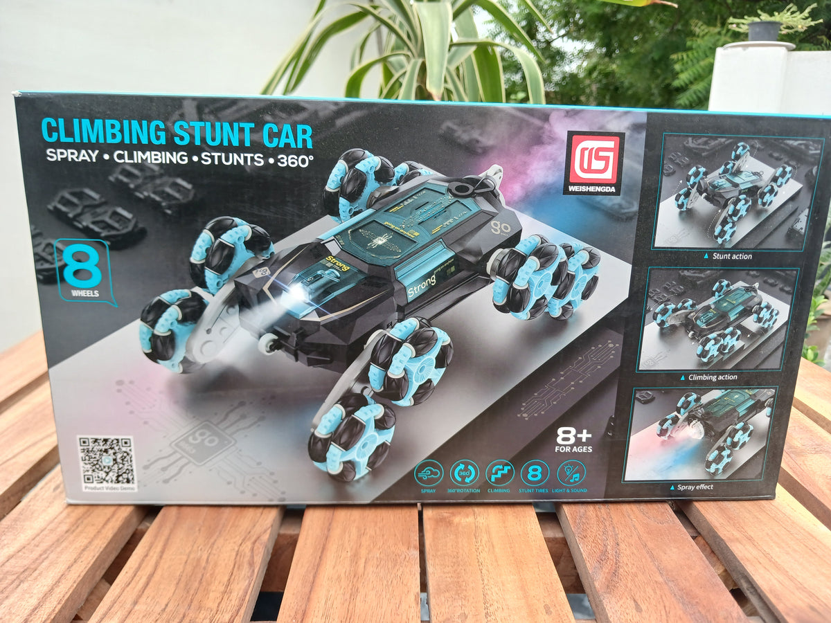 Climbing Stunt Spray Car – 360° Rotating Remote Control Wall-Climbing Car with LED Lights