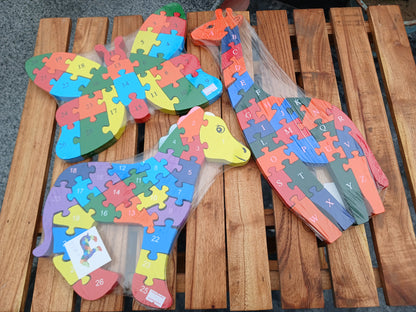 Wooden Educational Puzzle Set – Alphabet & Number Learning Puzzles 2in1.