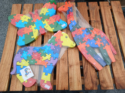 Wooden Educational Puzzle Set – Alphabet & Number Learning Puzzles 2in1.
