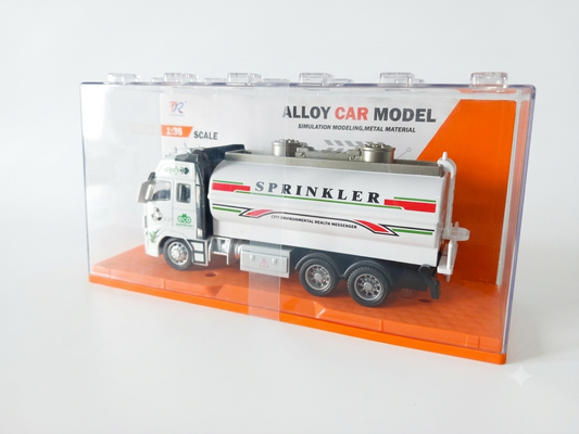 Alloy Water Sprinkler Truck Toy – Die-Cast Tanker Vehicle (1:36 Scale)