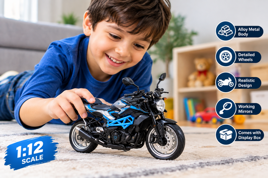 Alloy Sports Motorcycle Model – Die-Cast Motorbike Toy with Detailed Design (1:12 Scale)