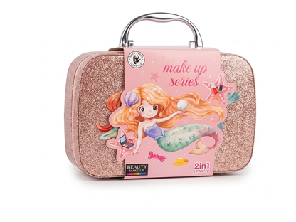 Kids Makeup & Jewelry Set – Mermaid Beauty Makeup Kit with Carry Case 2-in-1