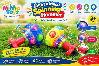 Light & Music Spinning Hammer Toy – Colorful Interactive Musical Hammer for Kids 3+