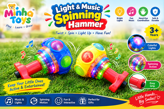 Light & Music Spinning Hammer Toy – Colorful Interactive Musical Hammer for Kids 3+