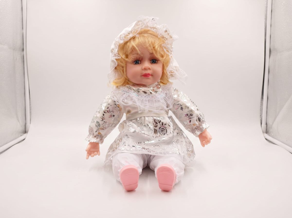 Beautiful Musical Baby Doll for Girls | Realistic Blonde Doll with Silver Dress & Sound
