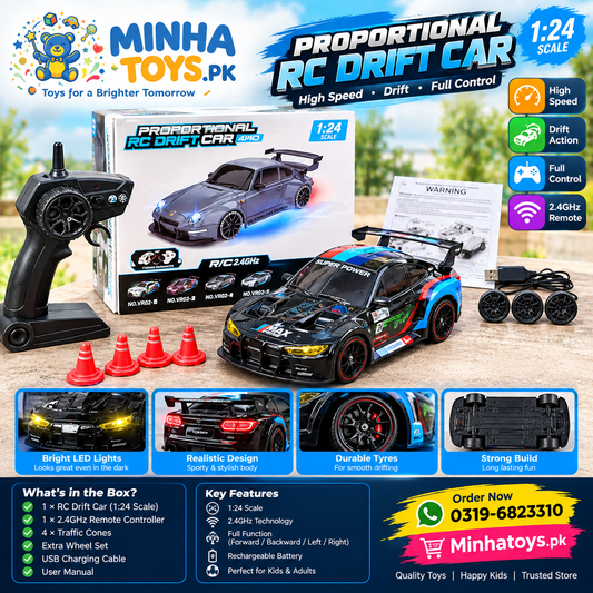RC Drift Car – 4WD Remote Control Sports Car with Lights & 2-Speed Gear Shifting